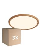 Mehrfachpackung 3x Nordlux LED Deckenleuchte Oja 29 Holz 18W 1600lm - 827 Extra Warmweiß | 3-Stufen Dimmbar 