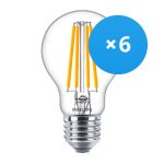 Mehrfachpackung 6x Philips Corepro LED Glühbirne E27 Birne Klar 10.5W 1521lm - 827 Extra Warmweiß | Ersatz für 100W