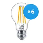 Mehrfachpackung 6x Philips klassisch LEDbulb E27 A60 10.5W 840 Fadenlampe | Kaltweiß - Ersatz für 100W
